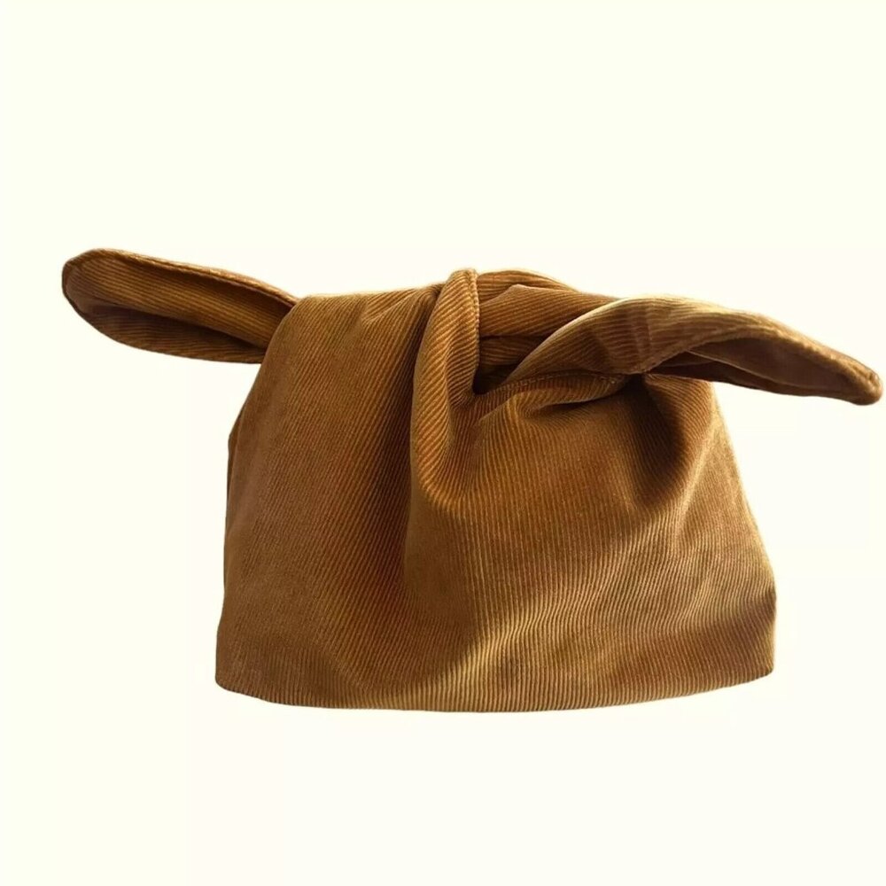 Merit Beauty The Signature Bag Brown‎ Knot Corduroy Makeup Pouch Tie Top Small